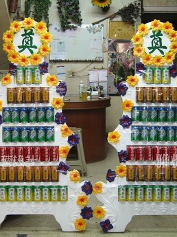 七層罐頭(塔)籃_南投花店送喪禮罐頭籃