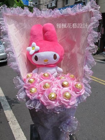 マイメロディ美樂蒂My Melody玩偶_金莎花束_西螺花店情人生日花束外送服務