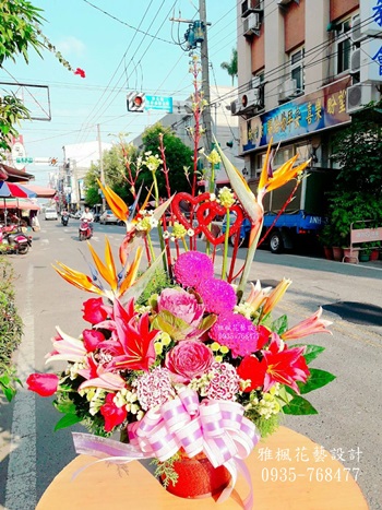火紅高尚盆花_好友開店祝賀盆花台中市花店0920768477雅楓花店