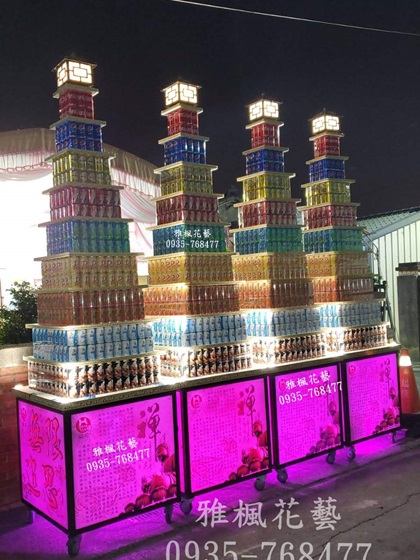 日式風格燈光飲料塔_九層罐頭山飲料系列御茶園_道地_生活..等飲料20500元起